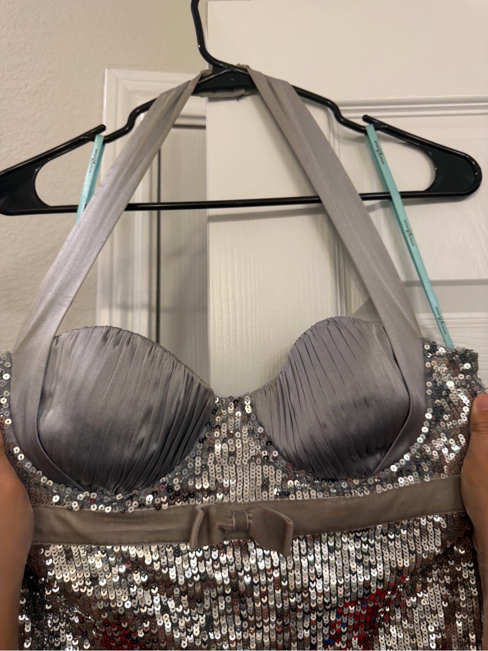 Marciano Silver Sequin Halter Dress - Picture 6 of 6